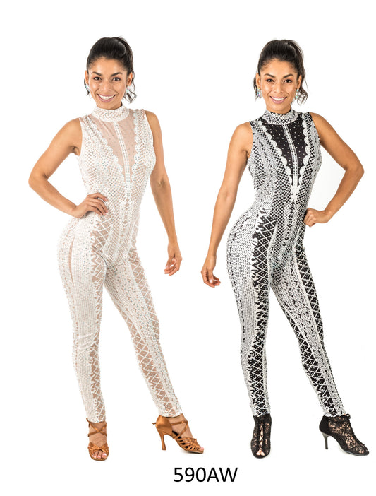 Sleeveless Rhinestone Embellished Bodysuit (590AW)