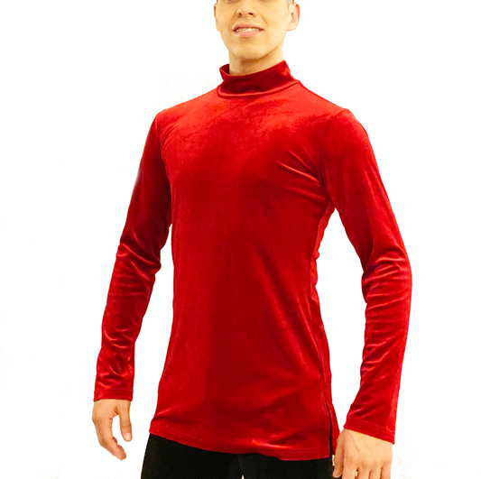 Men's Velvet Long Sleeve Dance Shirt (CW310)
