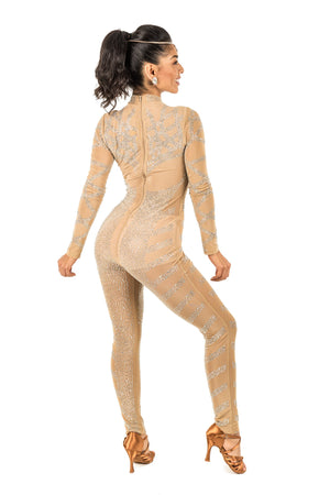 Long Sleeve lace rhinestone bodysuit with accents (620AW)