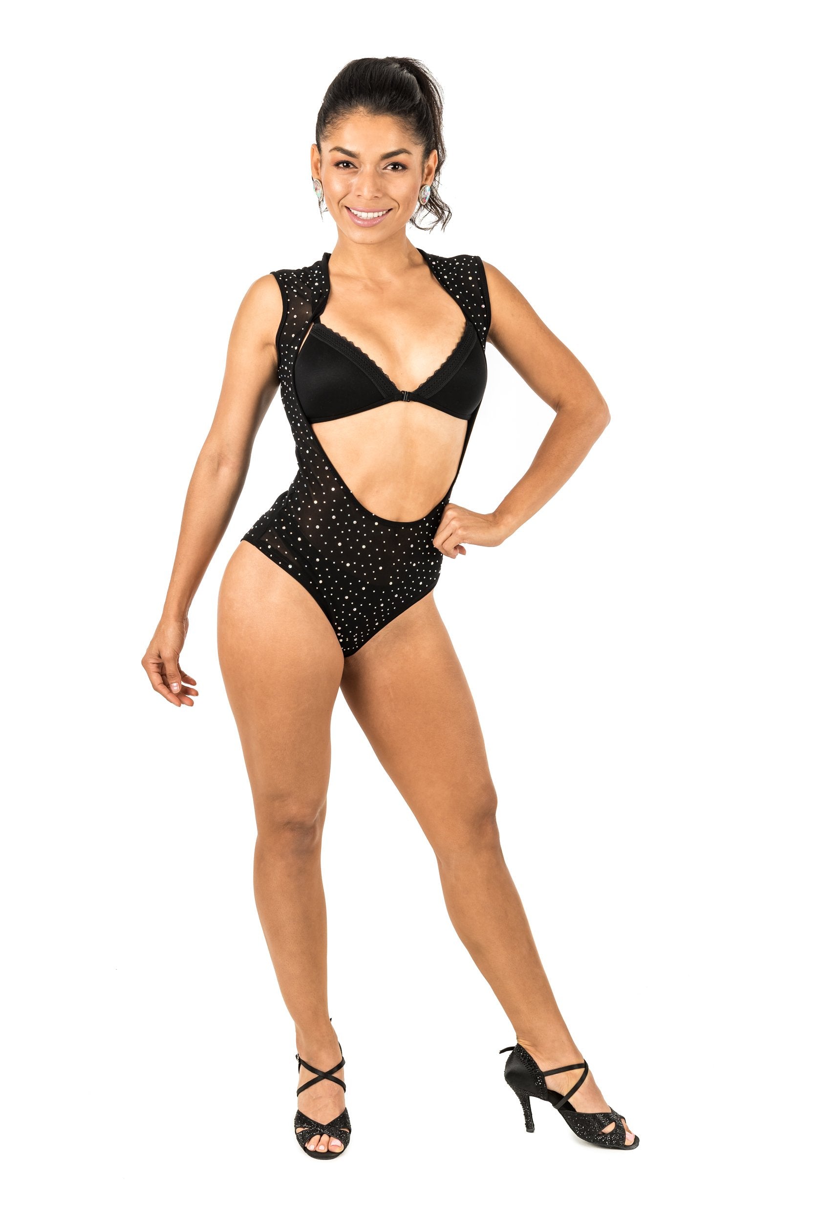 Leotard - Sleeveless rhinestone embellishment with open