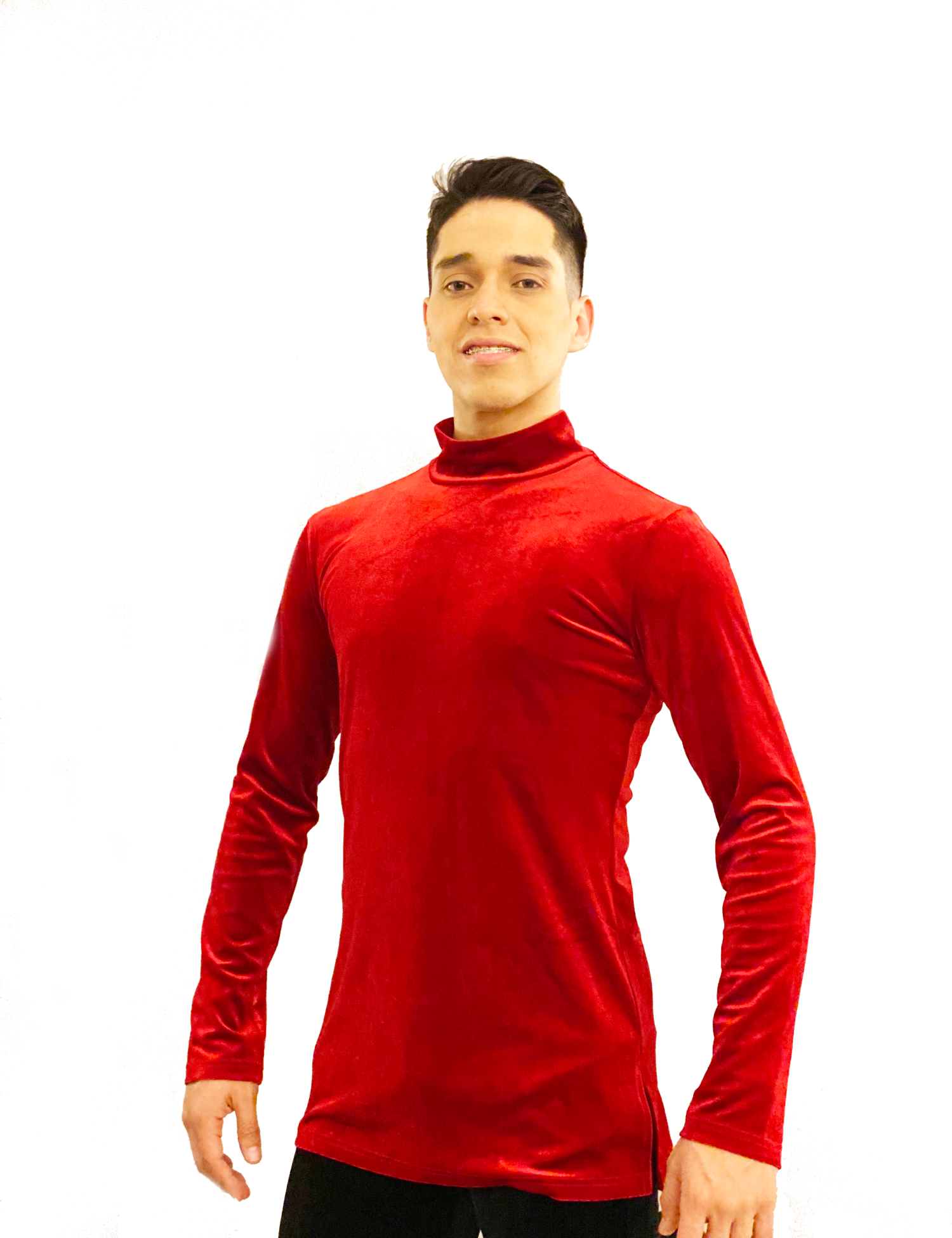 Men's Velvet Long Sleeve Dance Shirt (CW310)