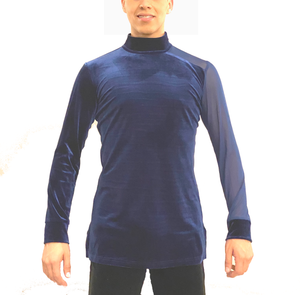 Men's Velvet and Mesh Long Sleeve Dance Shirt (CW370)