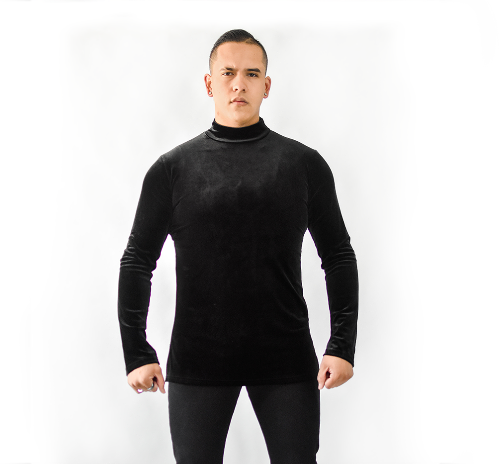 Men's Velvet Long Sleeve Dance Shirt (CW310)